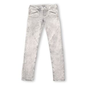 H&M &Denim Super Skinny Moto Jeans Womens Size 28 Light Grey Zipper Low Rise